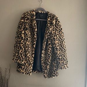 Leopard faux fur coat